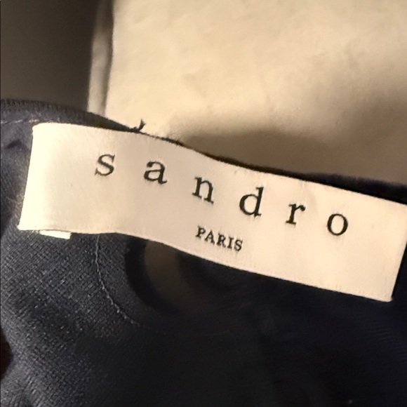 Sandro Navy Blue Long Sleeve Dress with Embroidered Details - Picture 2 of 4